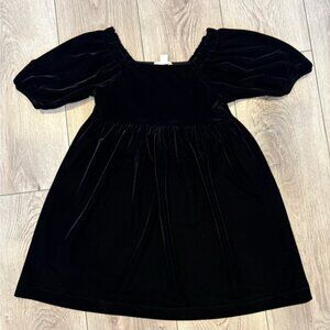 Crewcuts by J.Crew Black Velvet Puff Sleeve Dress – Girls Size 5
